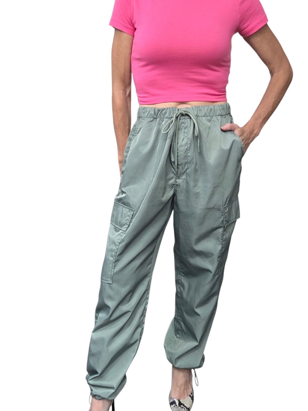 Pistola M Sage Green Cargo Parachute Pants Utility Jogger Streetwear